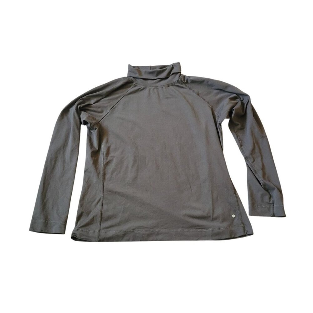 Dakini Womens Long Sleeve Turtleneck Raglan Top Brown Olive Size Large